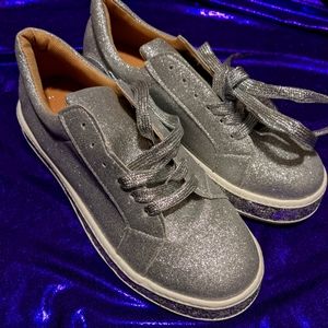 Silver Glitter Sparkly Sneakers